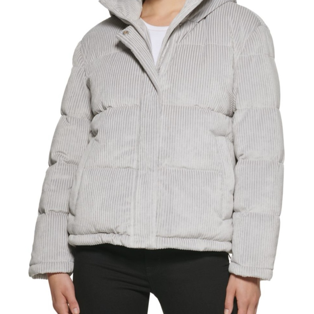 NWOT Kenneth Cole NY Gray Corduroy Coat with Hood